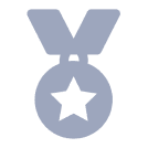 Blue medal with a star on it against a white background