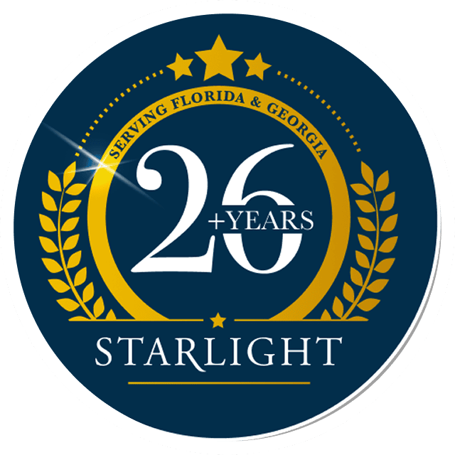 Logo with the text "Starlight Serving Florida & Georgia" and the number "26" written on it